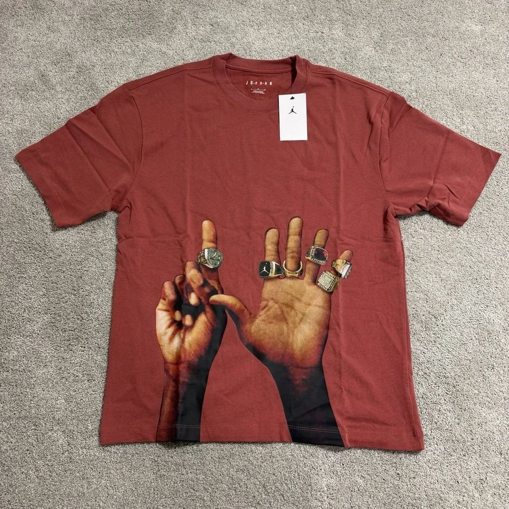 Nike Air Jordan Flight MVP 6 Rings T Shirt Mens Sz M Canyon Rust Red HJ2322-691